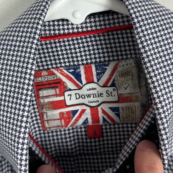 7 Downie St Mens Button Down Collared Shirt Mens Sz 3 or Small Blue Long Sleeve - Picture 2 of 15